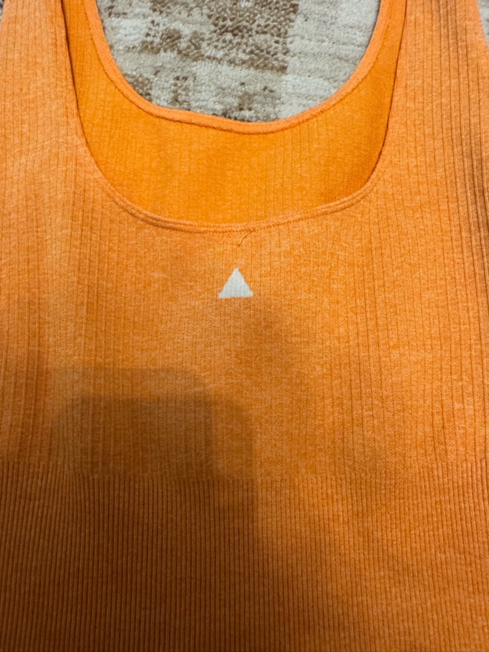 Balance Athleta Ribbed Orange Tank Top with Triangle Accent